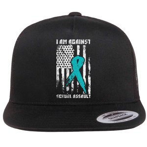 Against Sexual Assault American Flag Flat Bill Trucker Hat