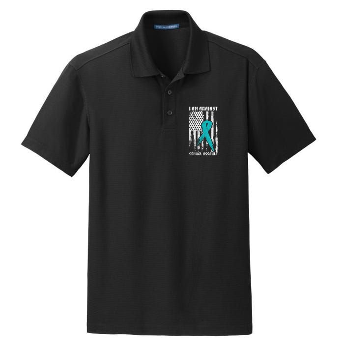 Against Sexual Assault American Flag Dry Zone Grid Polo