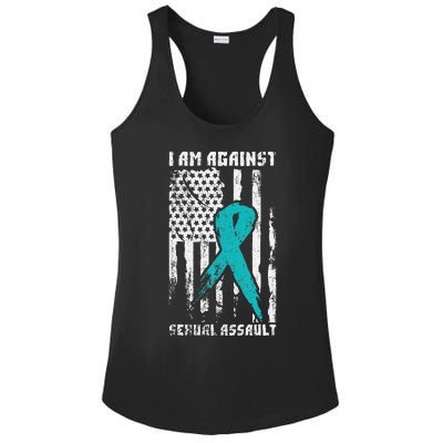 Against Sexual Assault American Flag Ladies PosiCharge Competitor Racerback Tank