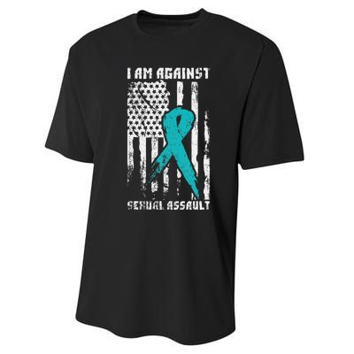 Against Sexual Assault American Flag Performance Sprint T-Shirt