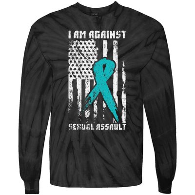 Against Sexual Assault American Flag Tie-Dye Long Sleeve Shirt