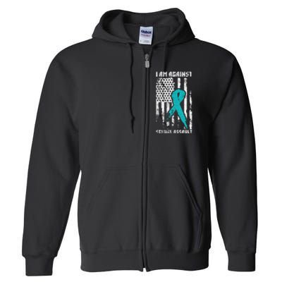 Against Sexual Assault American Flag Full Zip Hoodie