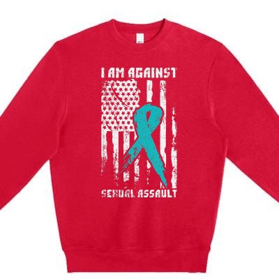 Against Sexual Assault American Flag Premium Crewneck Sweatshirt