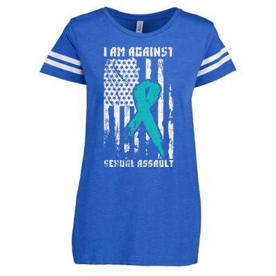 Against Sexual Assault American Flag Enza Ladies Jersey Football T-Shirt