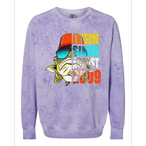 Awesome Since August 2009 Fishing 10th Birthday Gift Colorblast Crewneck Sweatshirt