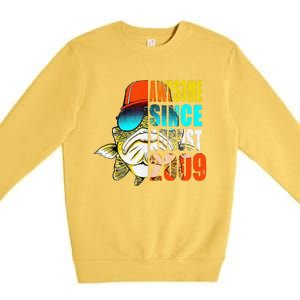 Awesome Since August 2009 Fishing 10th Birthday Gift Premium Crewneck Sweatshirt