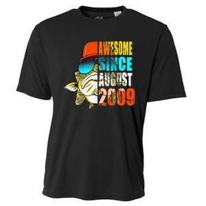 Awesome Since August 2009 Fishing 10th Birthday Gift Cooling Performance Crew T-Shirt