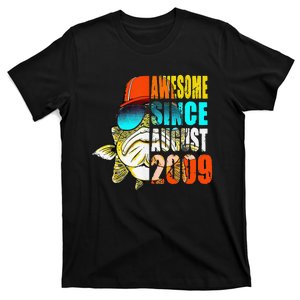 Awesome Since August 2009 Fishing 10th Birthday Gift T-Shirt