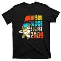 Awesome Since August 2009 Fishing 10th Birthday Gift T-Shirt