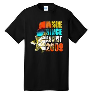 Awesome Since August 2009 Fishing 10th Birthday Gift Tall T-Shirt