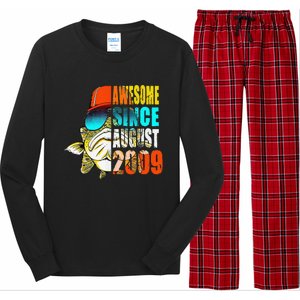 Awesome Since August 2009 Fishing 10th Birthday Gift Long Sleeve Pajama Set