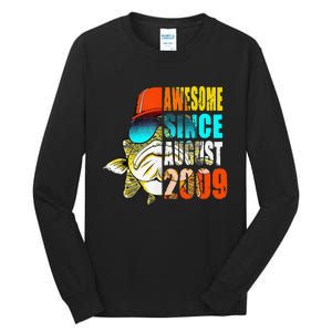 Awesome Since August 2009 Fishing 10th Birthday Gift Tall Long Sleeve T-Shirt