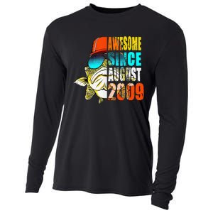 Awesome Since August 2009 Fishing 10th Birthday Gift Cooling Performance Long Sleeve Crew