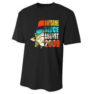 Awesome Since August 2009 Fishing 10th Birthday Gift Performance Sprint T-Shirt