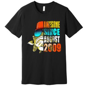 Awesome Since August 2009 Fishing 10th Birthday Gift Premium T-Shirt