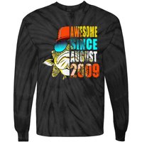 Awesome Since August 2009 Fishing 10th Birthday Gift Tie-Dye Long Sleeve Shirt