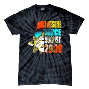 Awesome Since August 2009 Fishing 10th Birthday Gift Tie-Dye T-Shirt