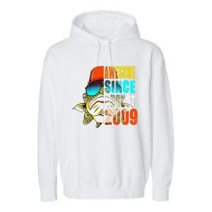 Awesome Since August 2009 Fishing 10th Birthday Gift Garment-Dyed Fleece Hoodie