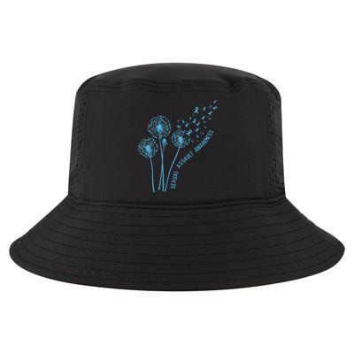 April Sexual Assault Awareness Month Teal Dandelion Ribbons Cool Comfort Performance Bucket Hat