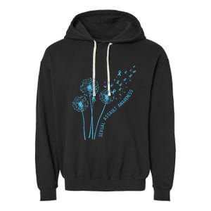 April Sexual Assault Awareness Month Teal Dandelion Ribbons Garment-Dyed Fleece Hoodie