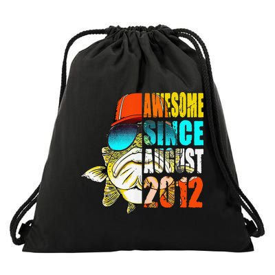 Awesome Since August 2012 Fishing 7th Birthday Gift Drawstring Bag