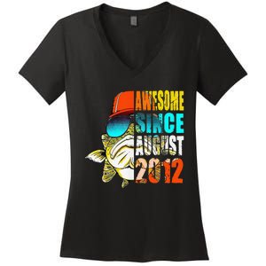 Awesome Since August 2012 Fishing 7th Birthday Gift Women's V-Neck T-Shirt