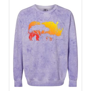 African Safari Animal Rhino Colorblast Crewneck Sweatshirt