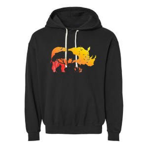 African Safari Animal Rhino Garment-Dyed Fleece Hoodie