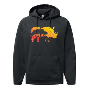 African Safari Animal Rhino Performance Fleece Hoodie