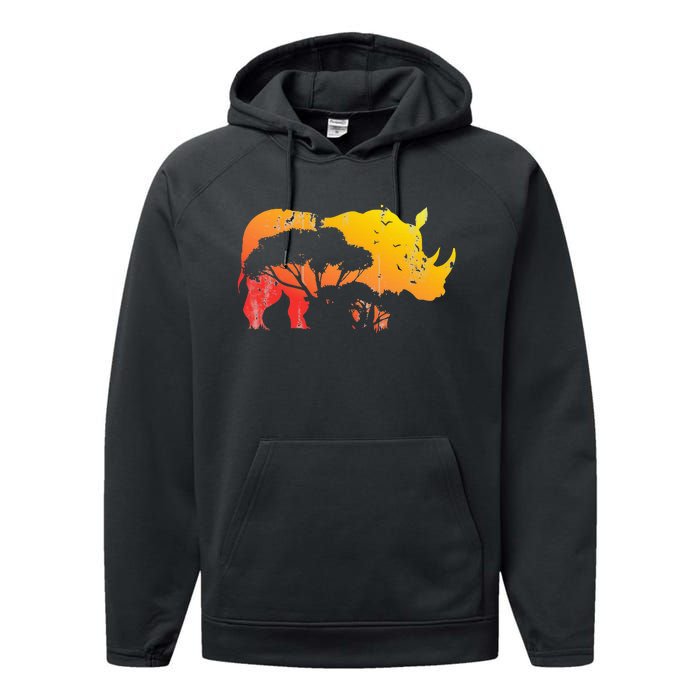 African Safari Animal Rhino Performance Fleece Hoodie