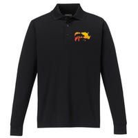 African Safari Animal Rhino Performance Long Sleeve Polo