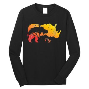 African Safari Animal Rhino Long Sleeve Shirt