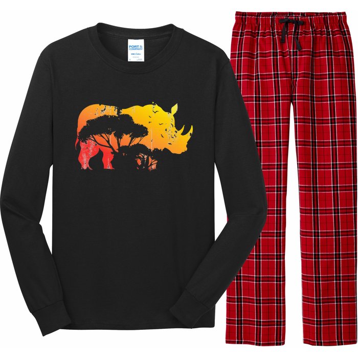 African Safari Animal Rhino Long Sleeve Pajama Set