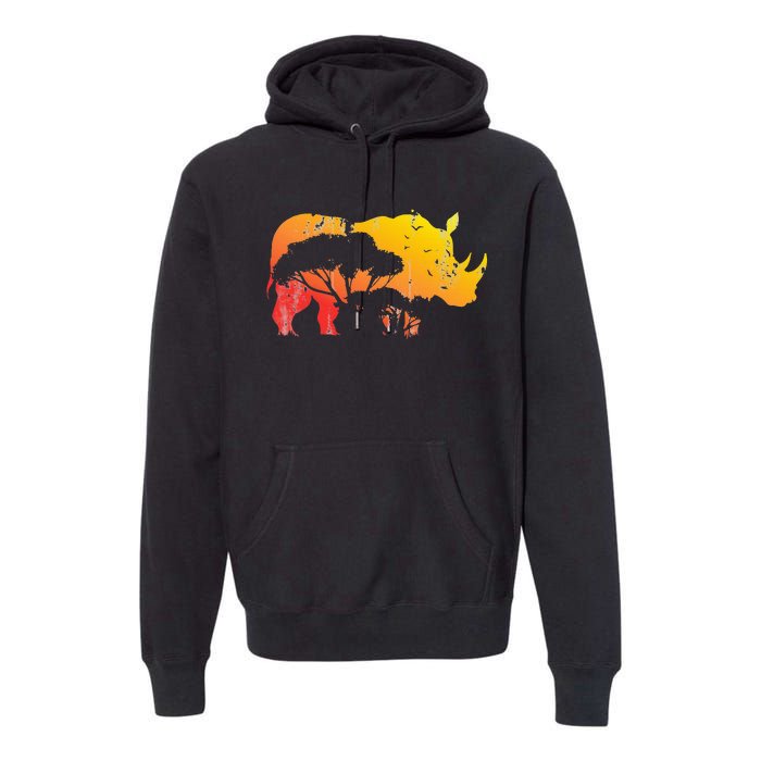 African Safari Animal Rhino Premium Hoodie