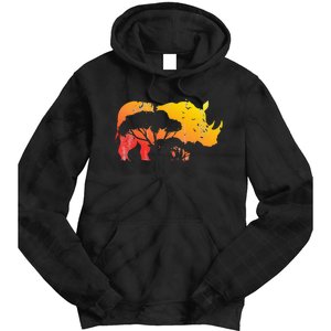 African Safari Animal Rhino Tie Dye Hoodie