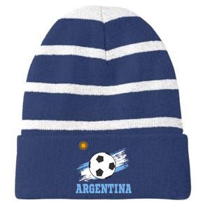 Argentine Soccer Argentinian Football Argentina Futbol Striped Beanie with Solid Band