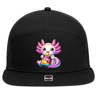 Axolotl Snaxolotl Anime Cute Kawaii Axolotl 7 Panel Mesh Trucker Snapback Hat