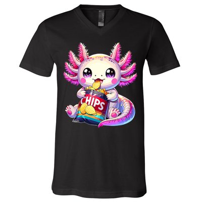 Axolotl Snaxolotl Anime Cute Kawaii Axolotl V-Neck T-Shirt