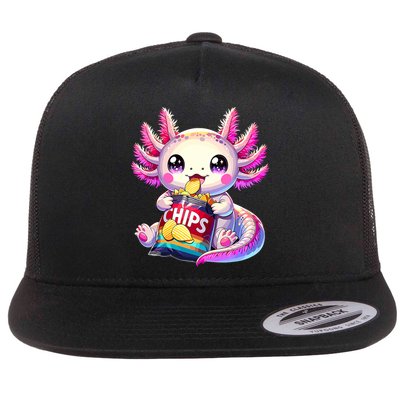 Axolotl Snaxolotl Anime Cute Kawaii Axolotl Flat Bill Trucker Hat