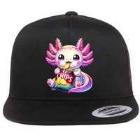 Axolotl Snaxolotl Anime Cute Kawaii Axolotl Flat Bill Trucker Hat