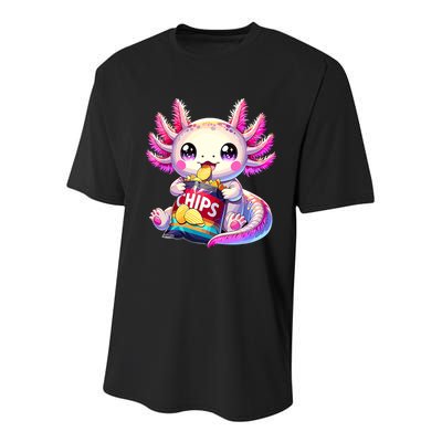 Axolotl Snaxolotl Anime Cute Kawaii Axolotl Youth Performance Sprint T-Shirt