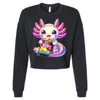 Axolotl Snaxolotl Anime Cute Kawaii Axolotl Cropped Pullover Crew