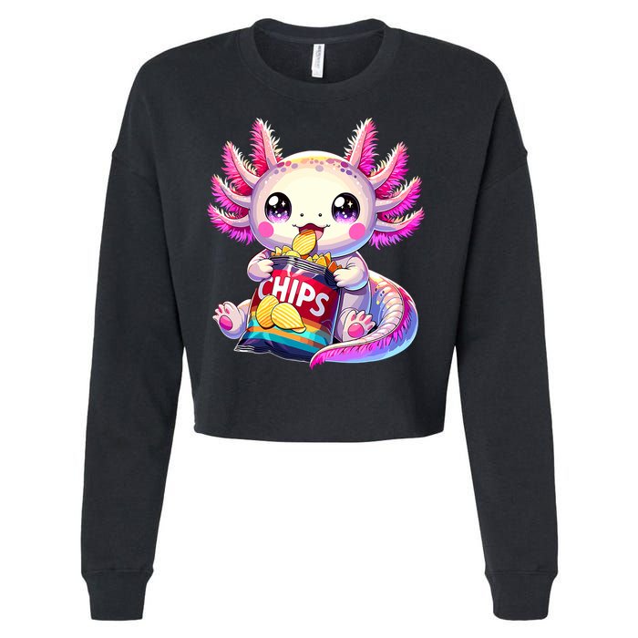 Axolotl Snaxolotl Anime Cute Kawaii Axolotl Cropped Pullover Crew
