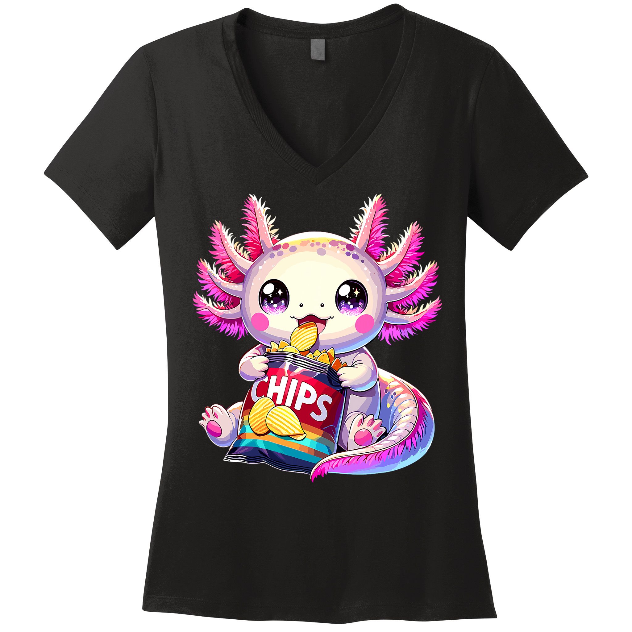 Axolotl Snaxolotl Anime Cute Kawaii Axolotl Women's V-Neck T-Shirt