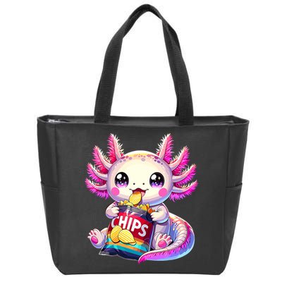 Axolotl Snaxolotl Anime Cute Kawaii Axolotl Zip Tote Bag