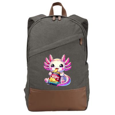Axolotl Snaxolotl Anime Cute Kawaii Axolotl Cotton Canvas Backpack