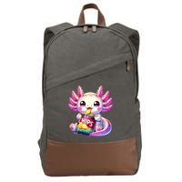 Axolotl Snaxolotl Anime Cute Kawaii Axolotl Cotton Canvas Backpack