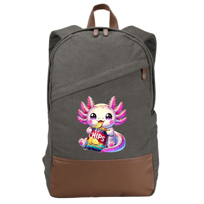 Axolotl Snaxolotl Anime Cute Kawaii Axolotl Cotton Canvas Backpack