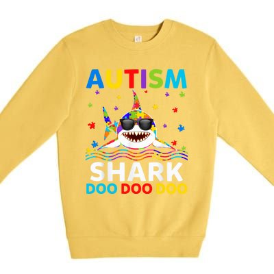 Autism Shark Awareness Rainbow Puzzle Do Sharks Mommy Great Gift Premium Crewneck Sweatshirt