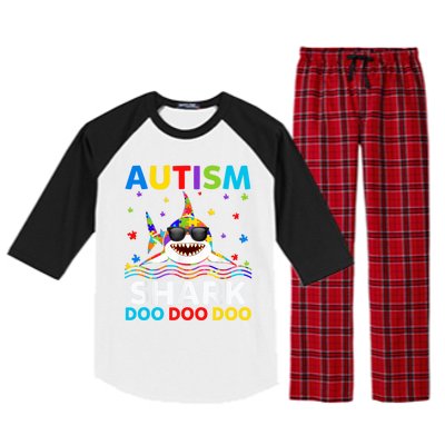 Autism Shark Awareness Rainbow Puzzle Do Sharks Mommy Great Gift Raglan Sleeve Pajama Set